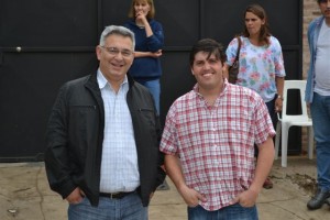 El Intendente Municipal Mauricio Barrientos visitando la fiesta, junto al secretario del HCD Andrés Verde.