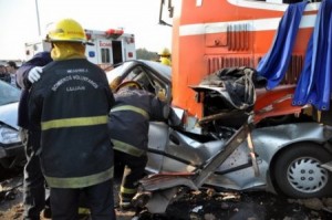 Imagen del accidente ocurrido este sábado a la altura de Luán, sobre Ruta 7.