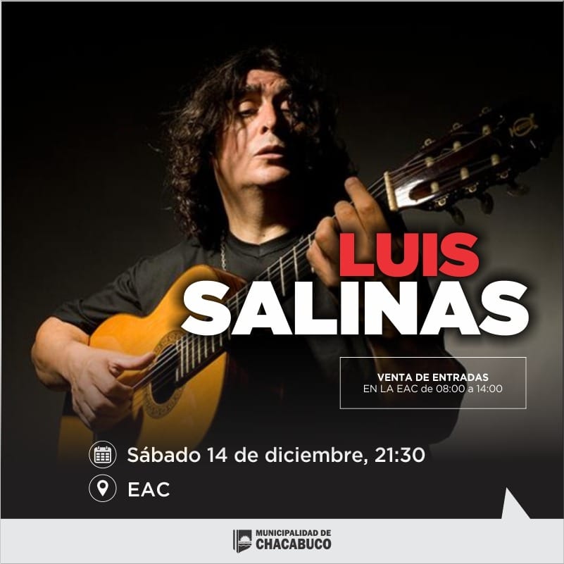 Luis Salinas se presentará en la Escuela de Actividades Culturales de Chacabuco
