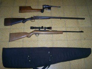 Las armas secuestradas en el domicilio de Hugo Bruschi.