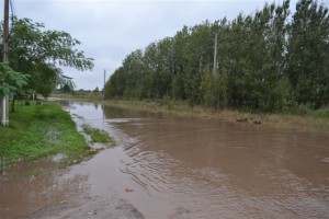 Ruta Prov. 42, entre La Plata y Urquiza, cubierta por el agua, hasta paso a nivel Ramal a Arribños.