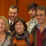 La ministra Alicia Kirchner, la diputada Rivas y el ex diputado Rony Garello luego de finalizando el encuentro entre la líder de la Corriente de Liberación Nacional (Kolina) y dirigentes de la cuarta sección electoral.