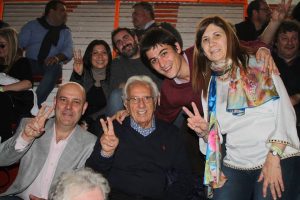 Carnaghi junto al diputado nacional  Hector Recalde y los candidatos a senadores provinciales Gustavo Traverso y Vivi Guzzo