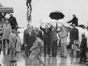 Perón cuando llega a Ezeiza en 1973.