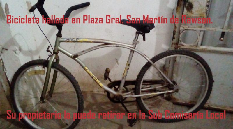 La bicicleta hallada en plaza de Rawson